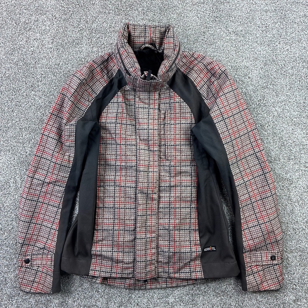 Kerrits Equestrian Riding Jacket Womens Small Brown Houndstooth Softshell Hooded